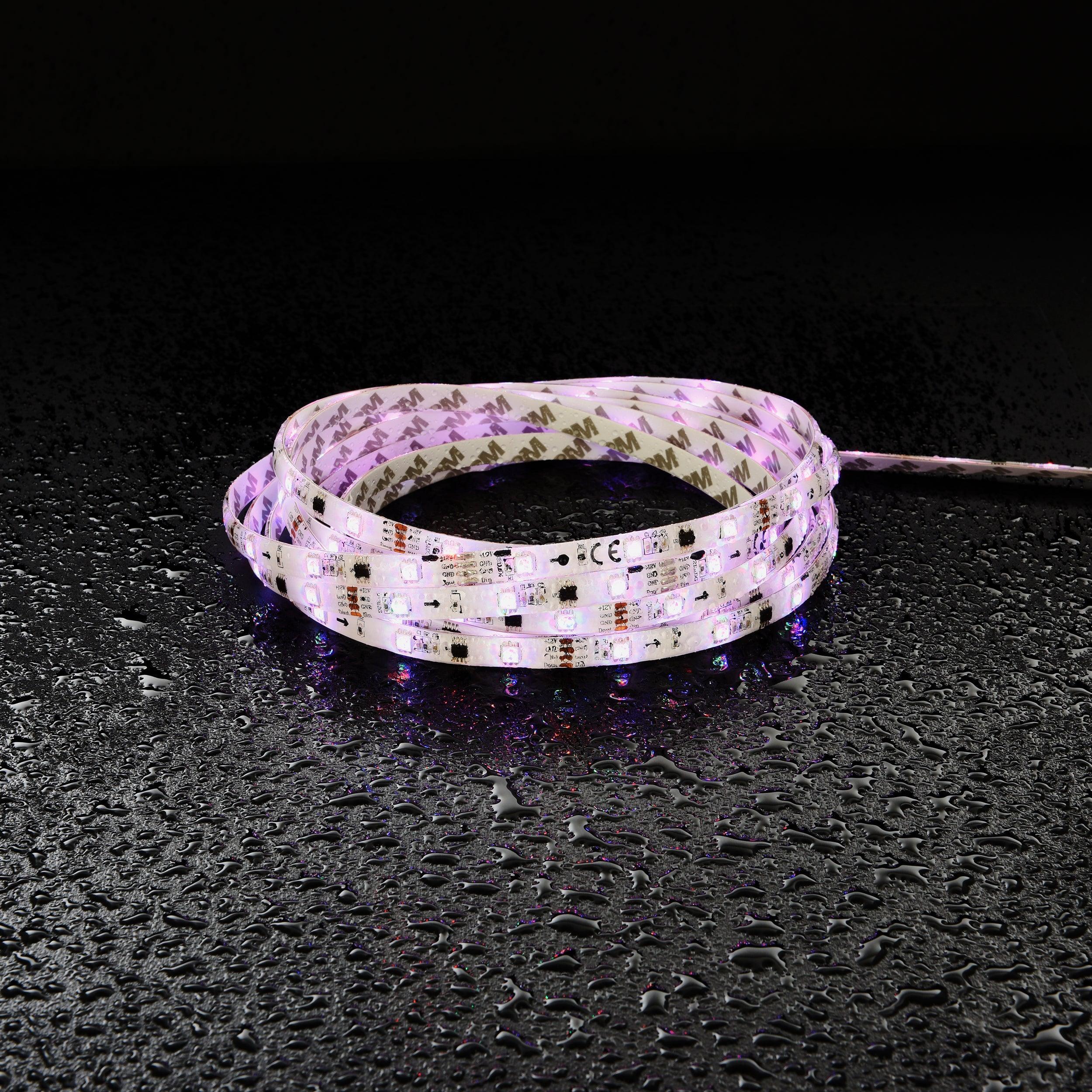 aqualine 12v premium 5m led strip light kit ip44 24w by saxby lighting, close up image 302