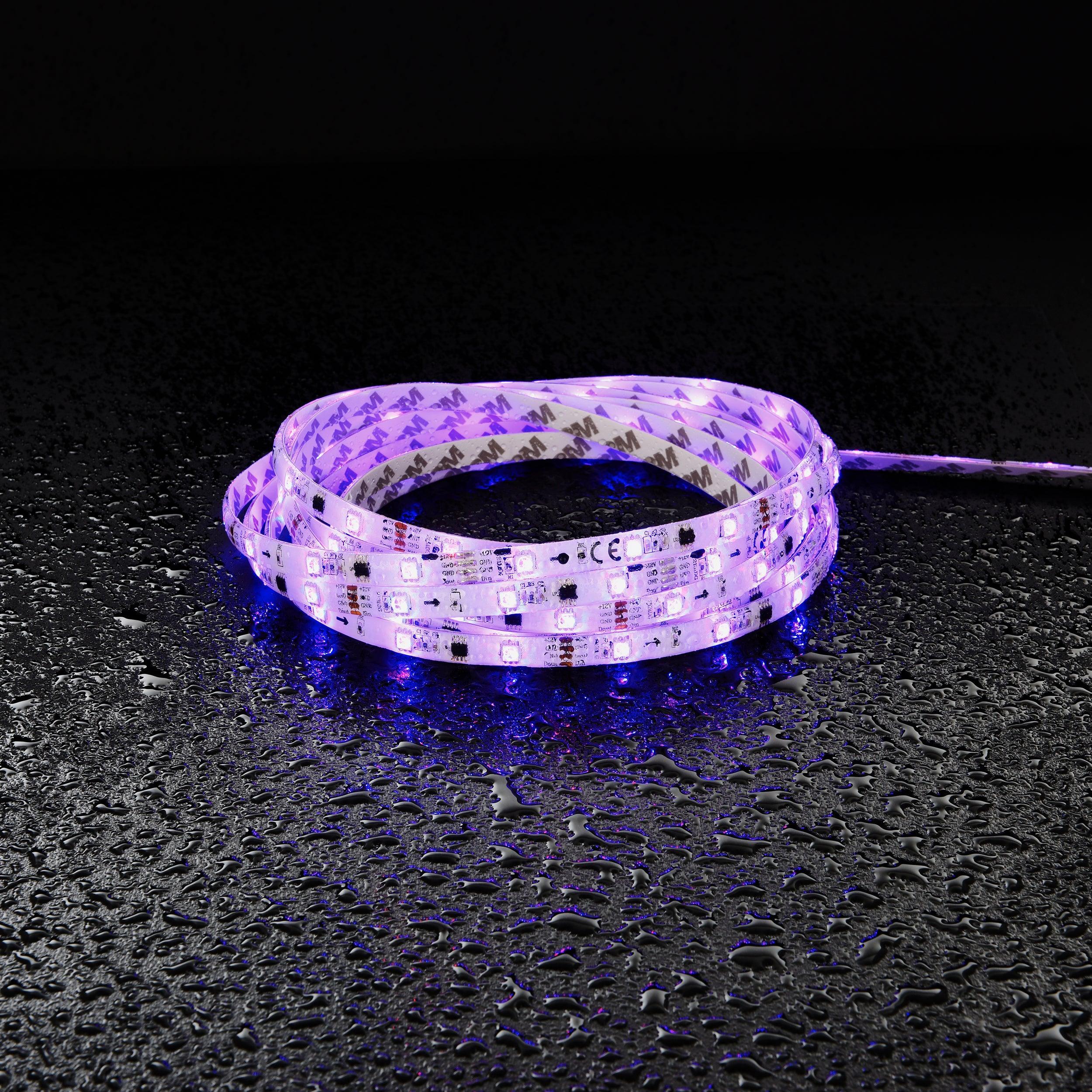 aqualine 12v premium 5m led strip light kit ip44 24w by saxby lighting, close up image 200