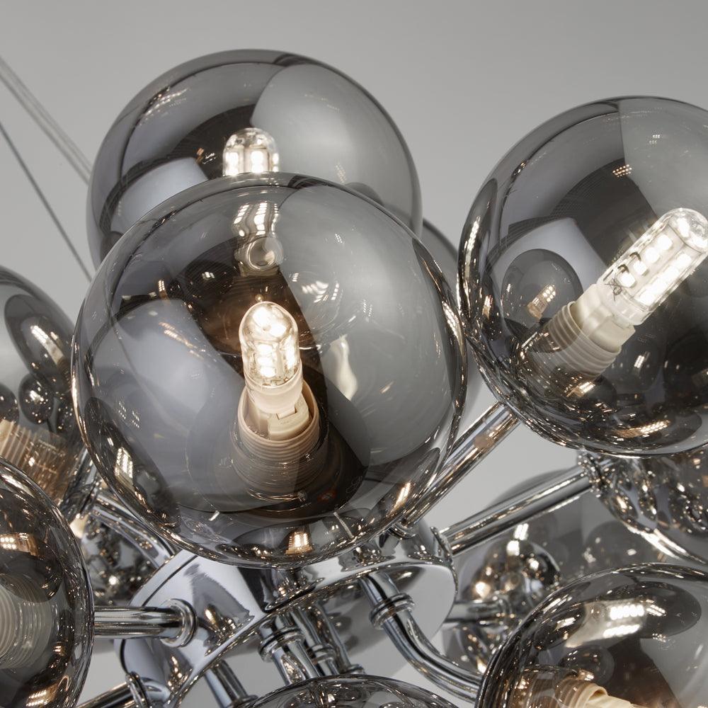 Berry 17 Light Chrome Ceiling Pendant With Smoked Glass-Ceiling Pendant Lights-3-Tiffany Lighting Direct