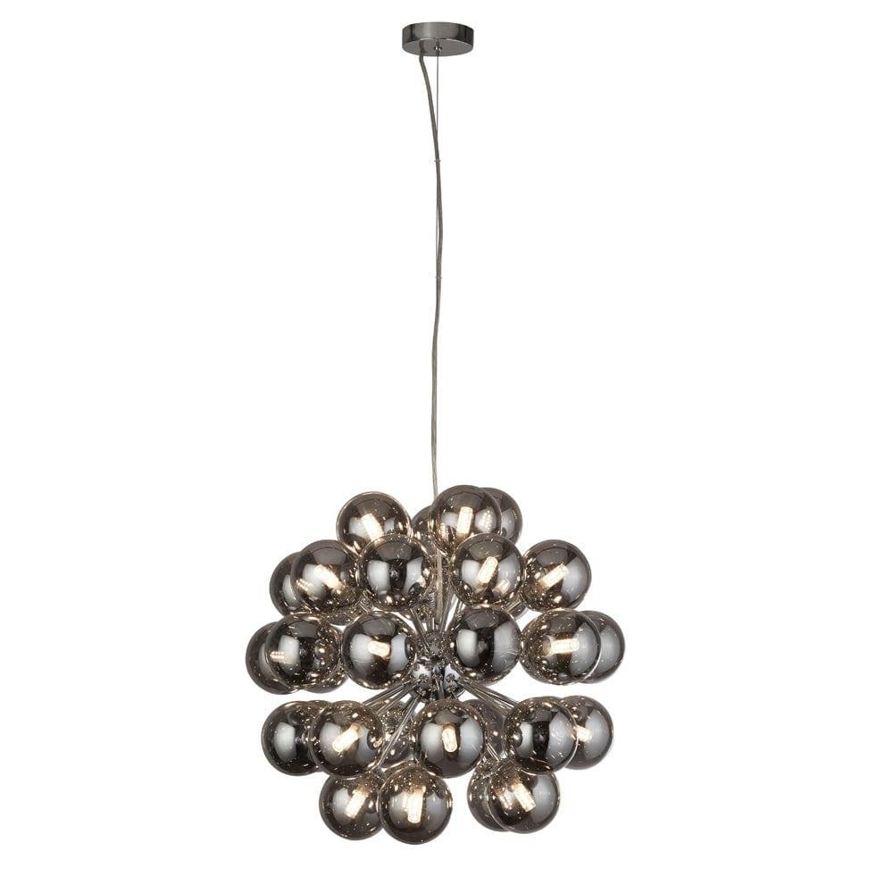 Berry 27 Light Chrome Ceiling Pendant With Smoked Glass-Ceiling Pendant Lights-1-Tiffany Lighting Direct