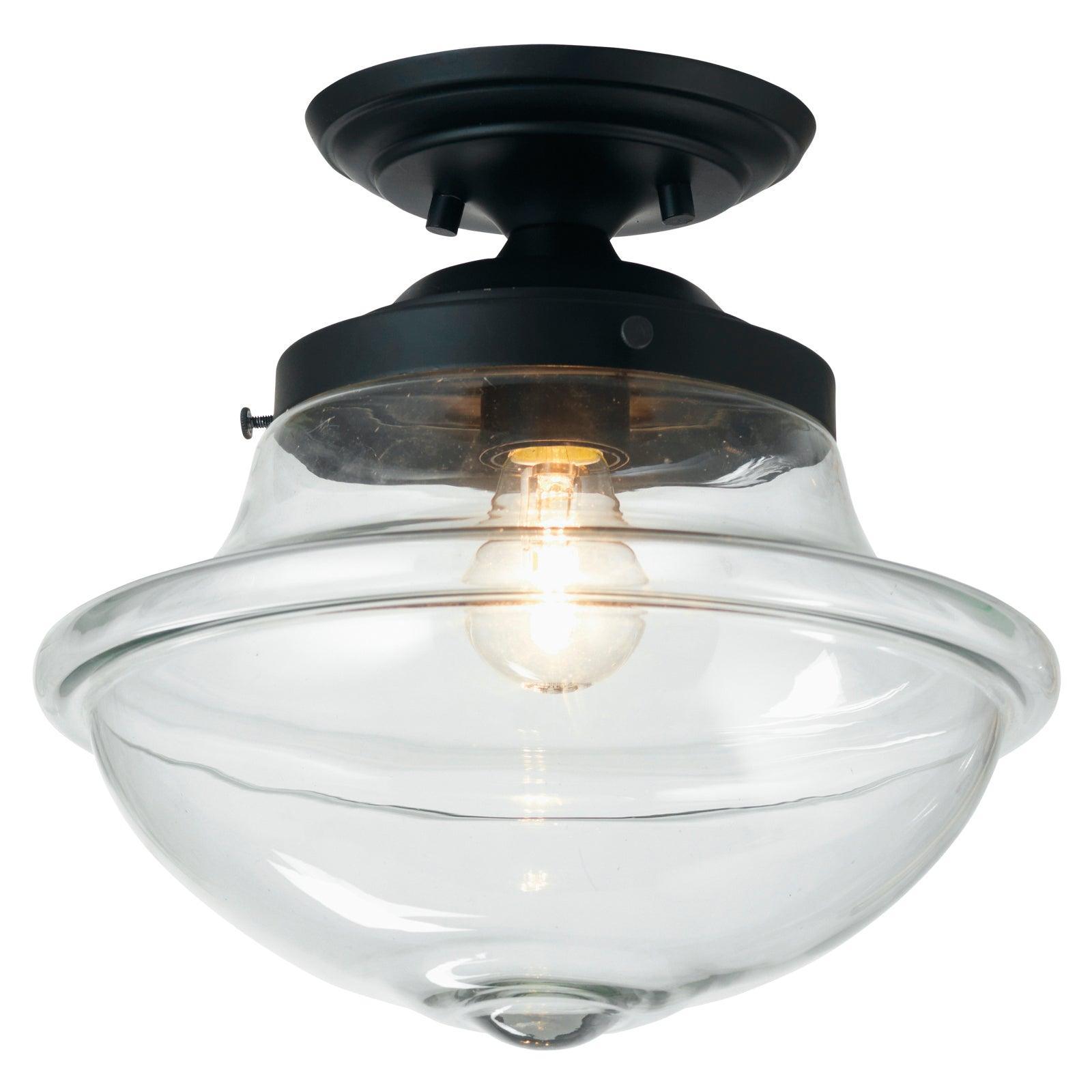 Buy Oaks Lighting Lars Clear Glass & Black living room Flush Ceiling Light