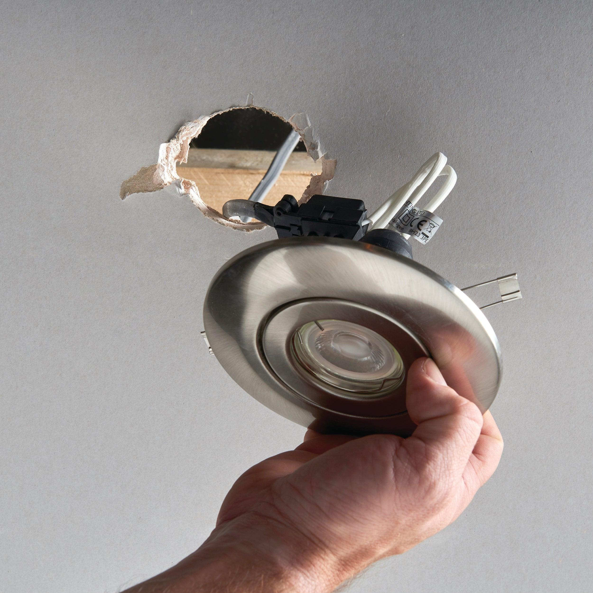 converse bezel dimmable nickel recessed light 50w by saxby lighting, close up image 119