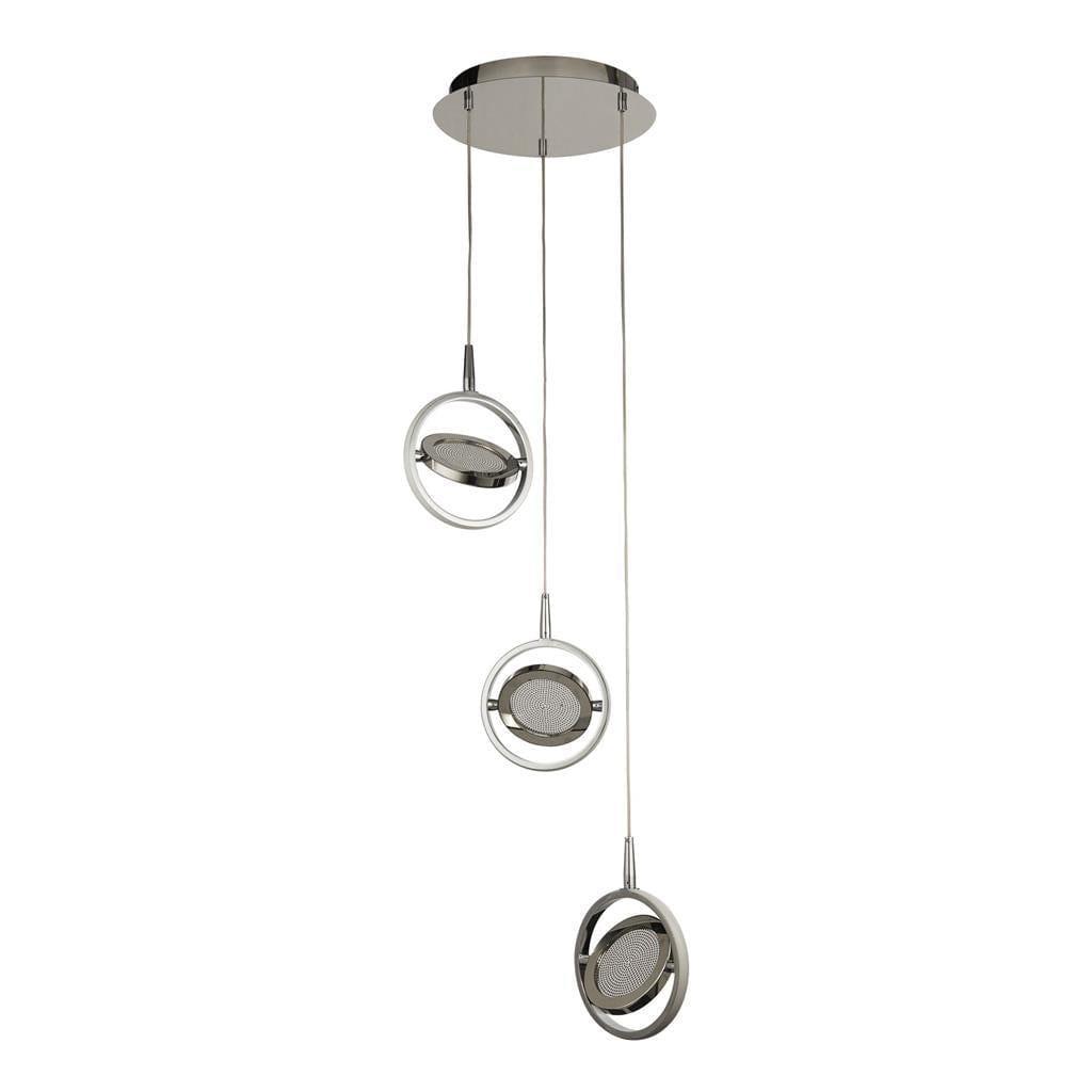 Gyroscope 3 Light LED Chrome & Crystal Ring Pendant-Ceiling Pendant Lights-1-Tiffany Lighting Direct
