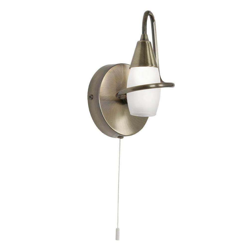 Tara 1 Light Antique Brass Wall Light - Pull Cord image 1