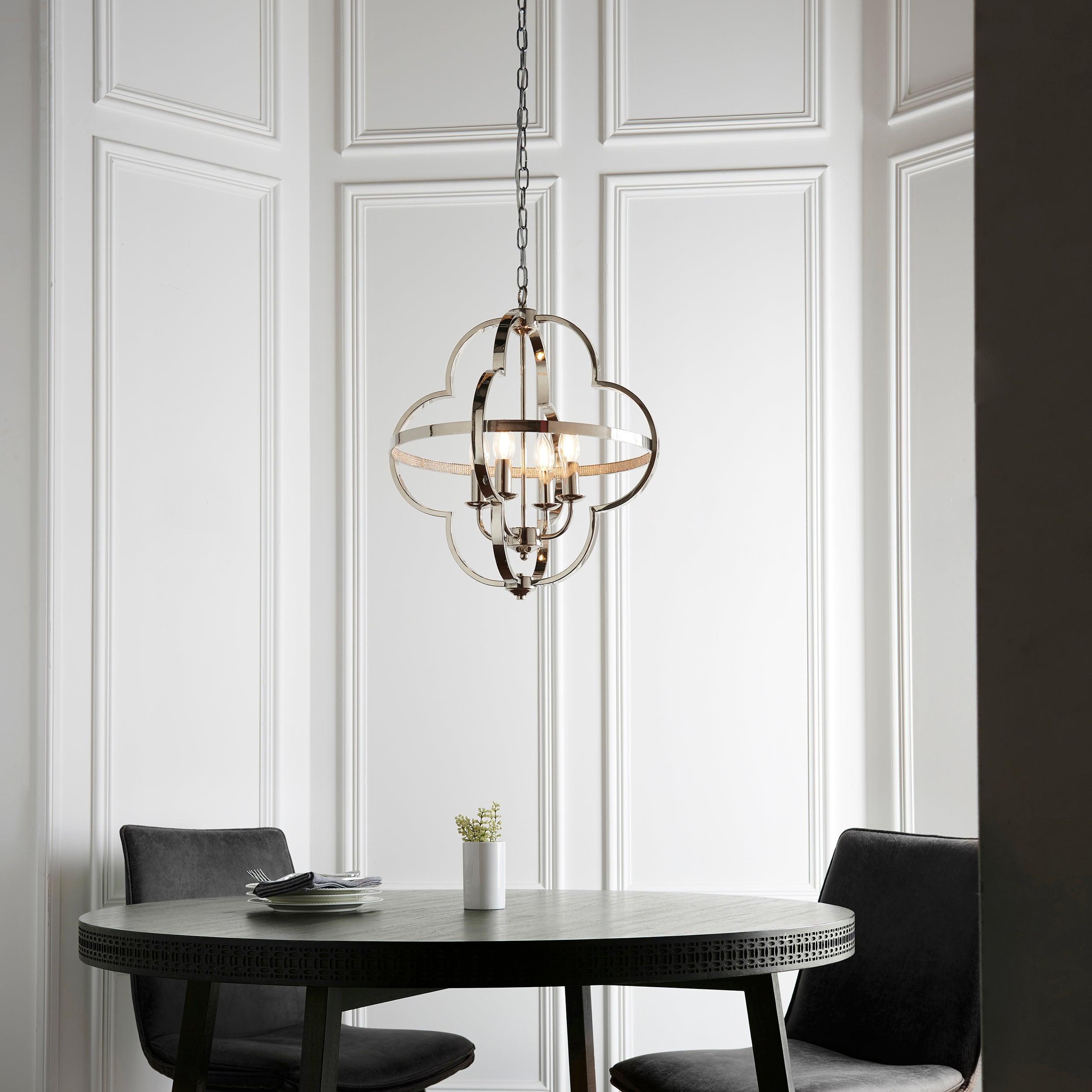 Living Lights Charles 4 Light Nickel Ceiling Pendant-Ceiling Pendant Lights-Living Lights-2-Tiffany Lighting Direct
