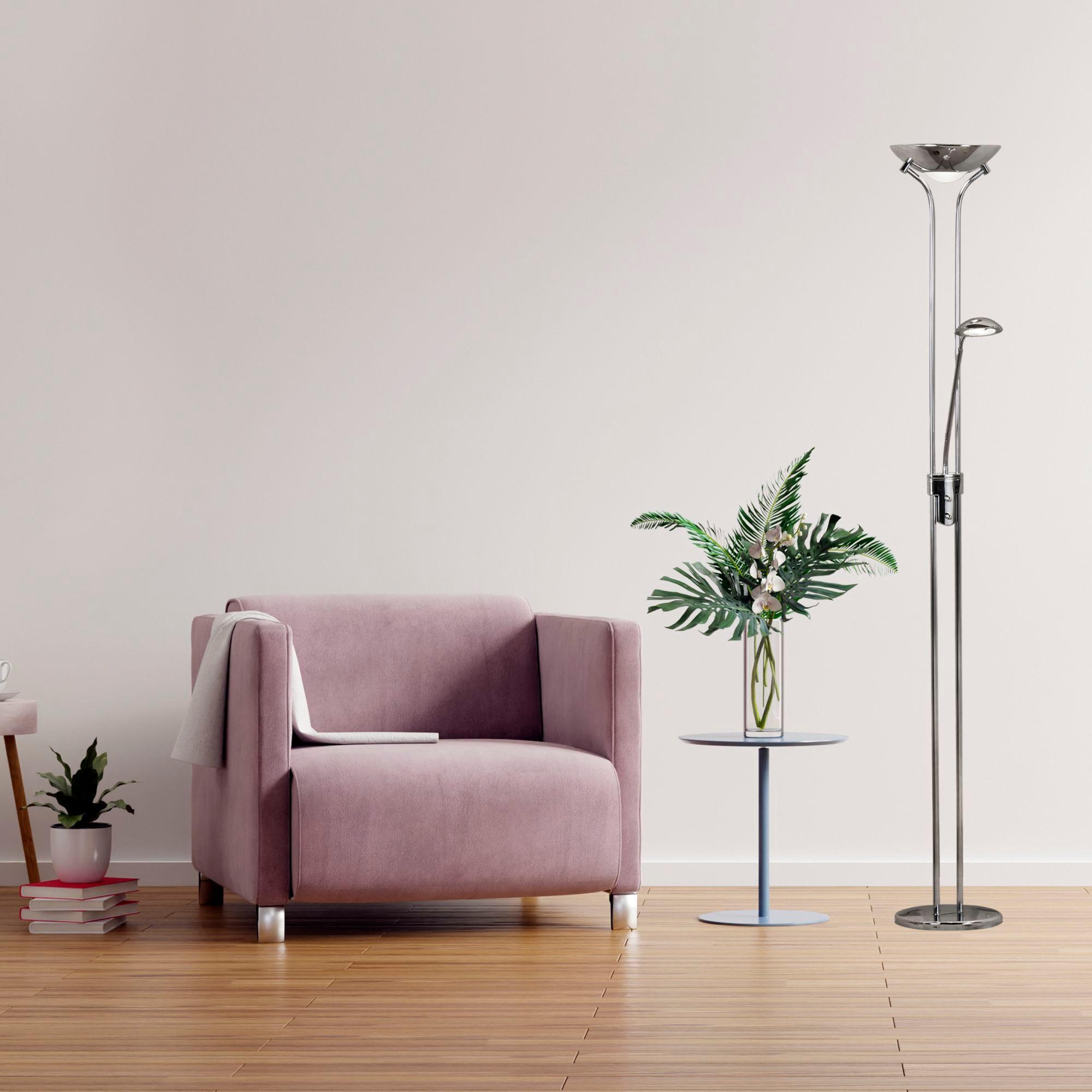 mother child 2 light led chrome floor lamp by searchlighting lighting, living room image
