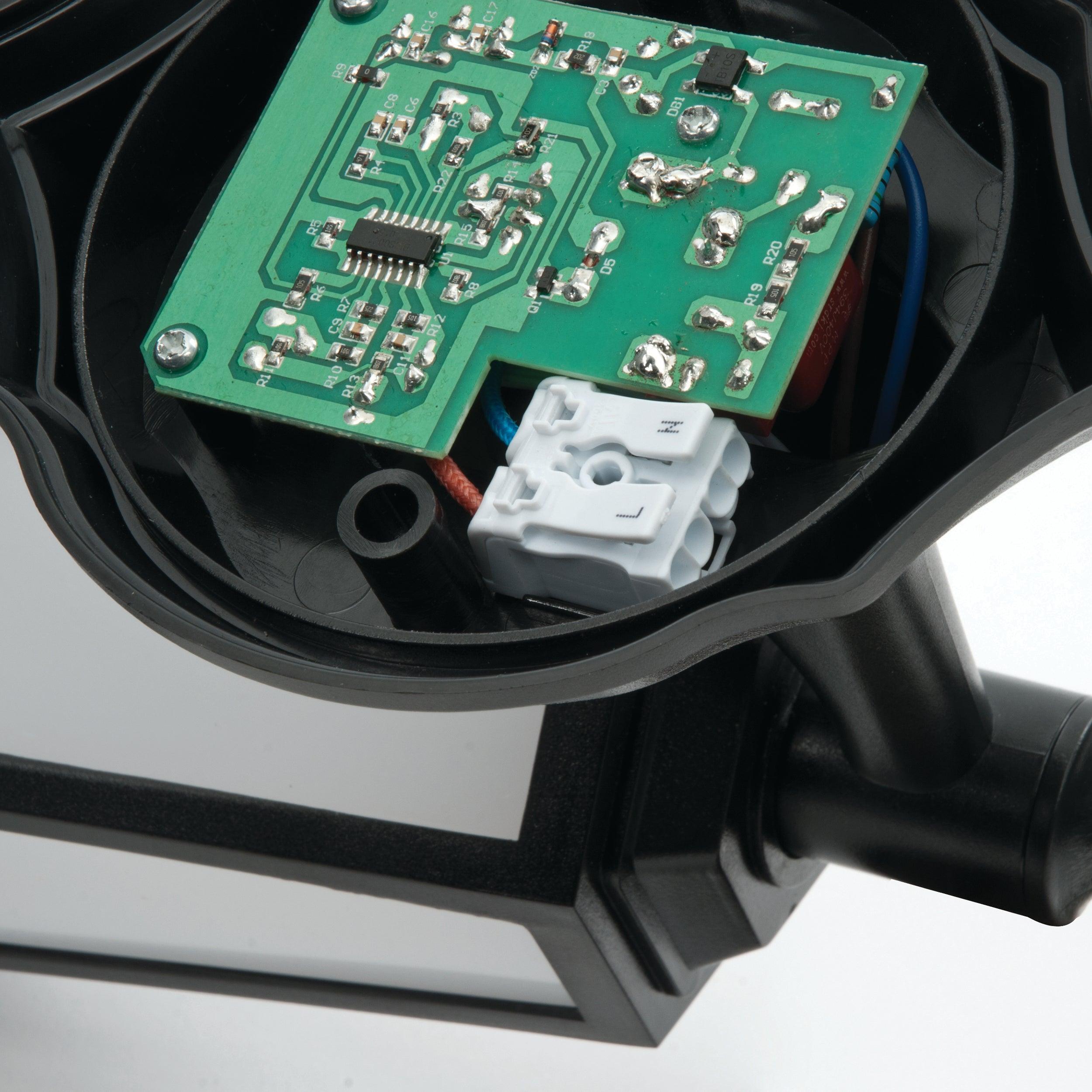 evesham black pir sensor outdoor wall light ip44 7wby Saxby Lighting, close up image