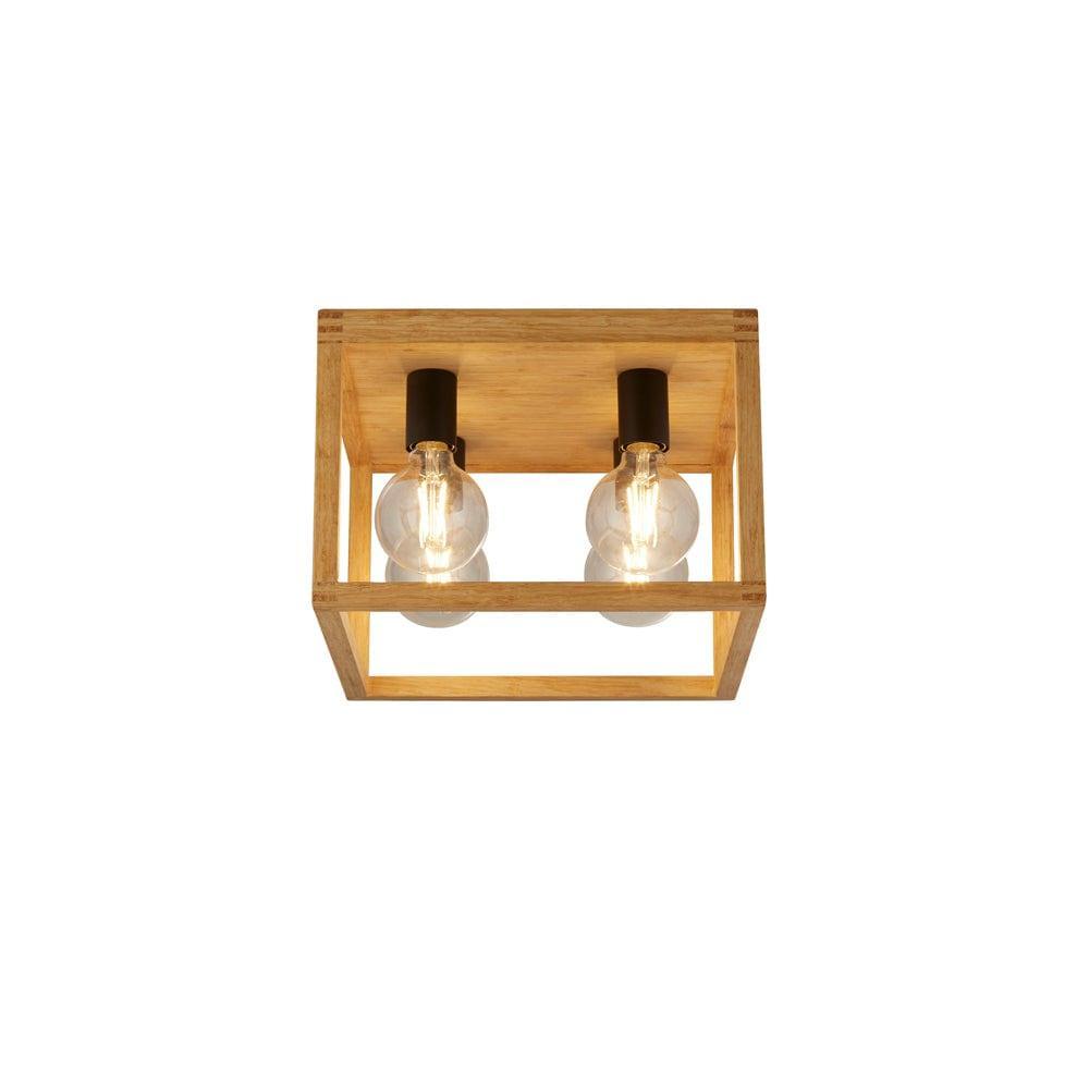 Square Woven Bamboo Wood 4 Light Ceiling Flush Searchlight-Ceiling Pendant Lights-1-Tiffany Lighting Direct