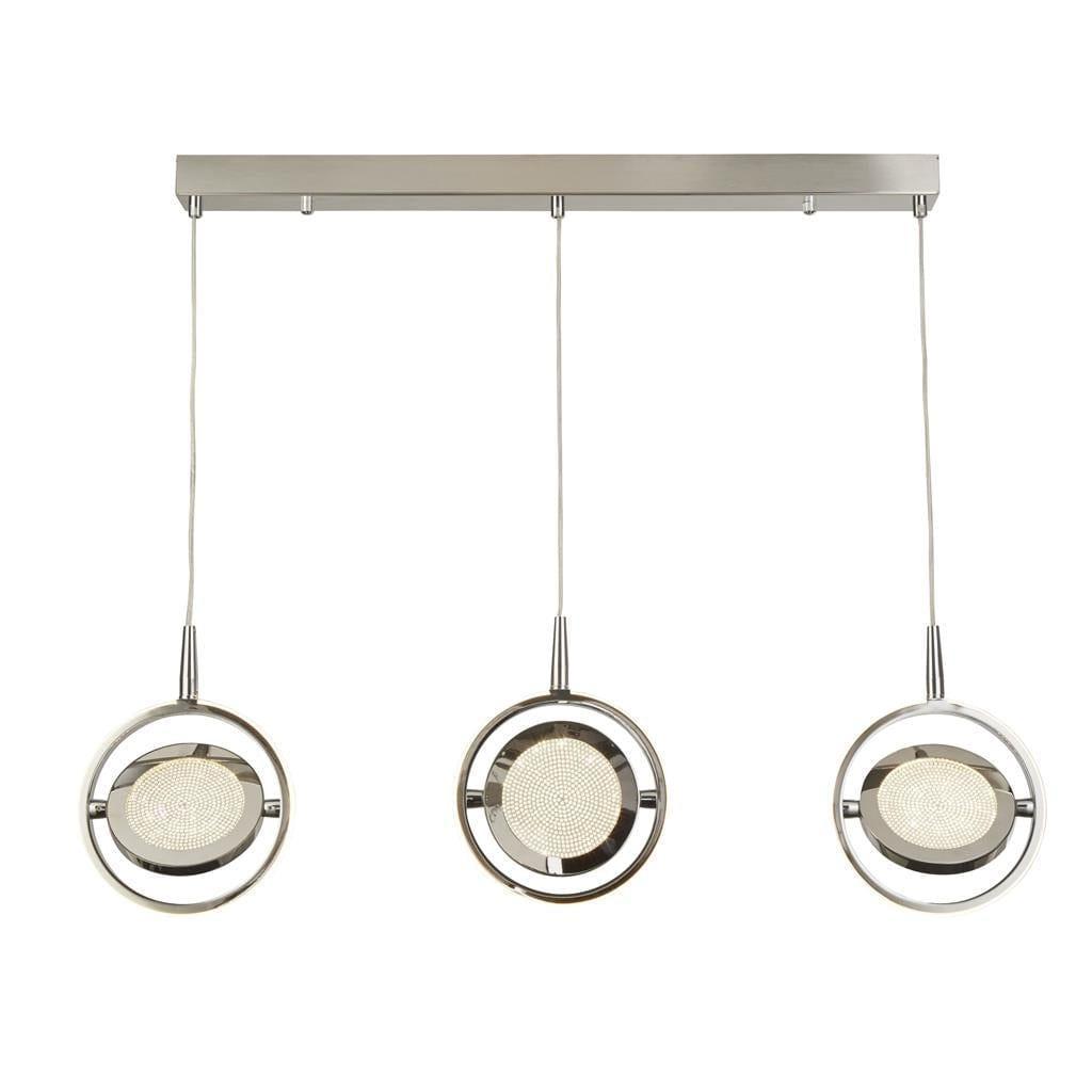 Gyroscope 3 Light LED Chrome & Crystal Ring Bar Pendant-Ceiling Pendant Lights-1-Tiffany Lighting Direct
