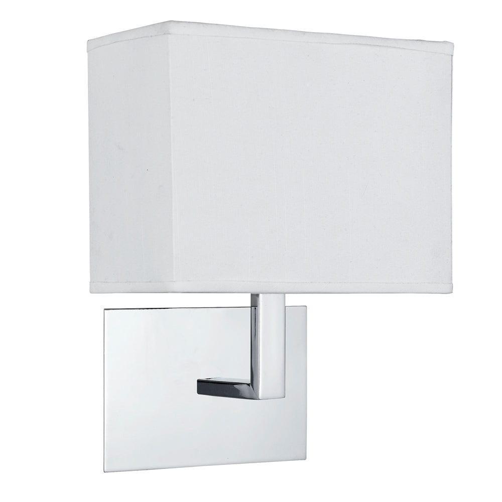 hotel chrome wall light white rectangular shade