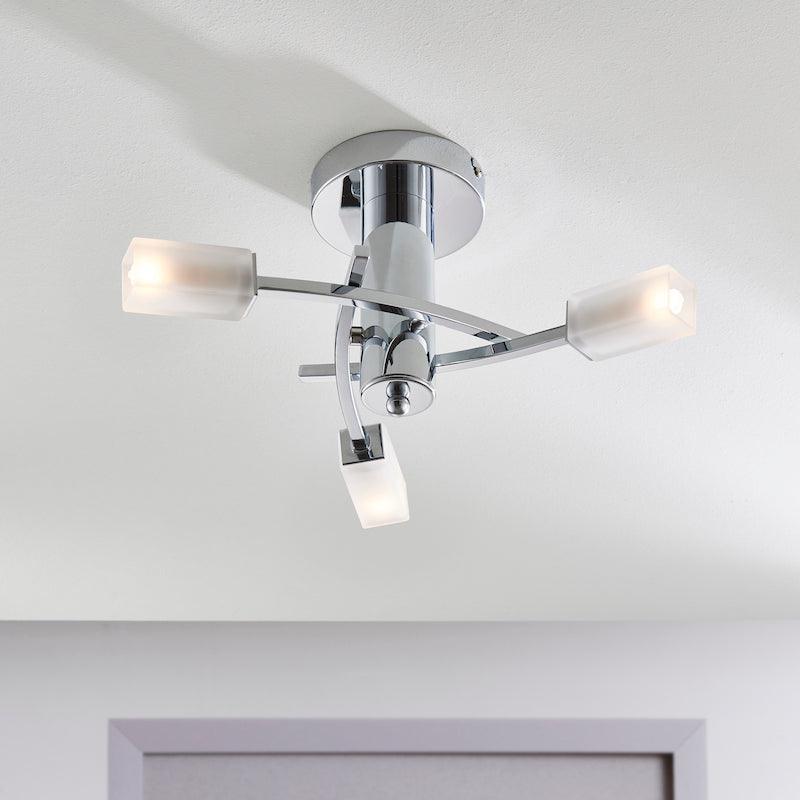 Havana 3lt Chrome Semi Flush Ceiling Light by Endon Lighting Living Room Image 2