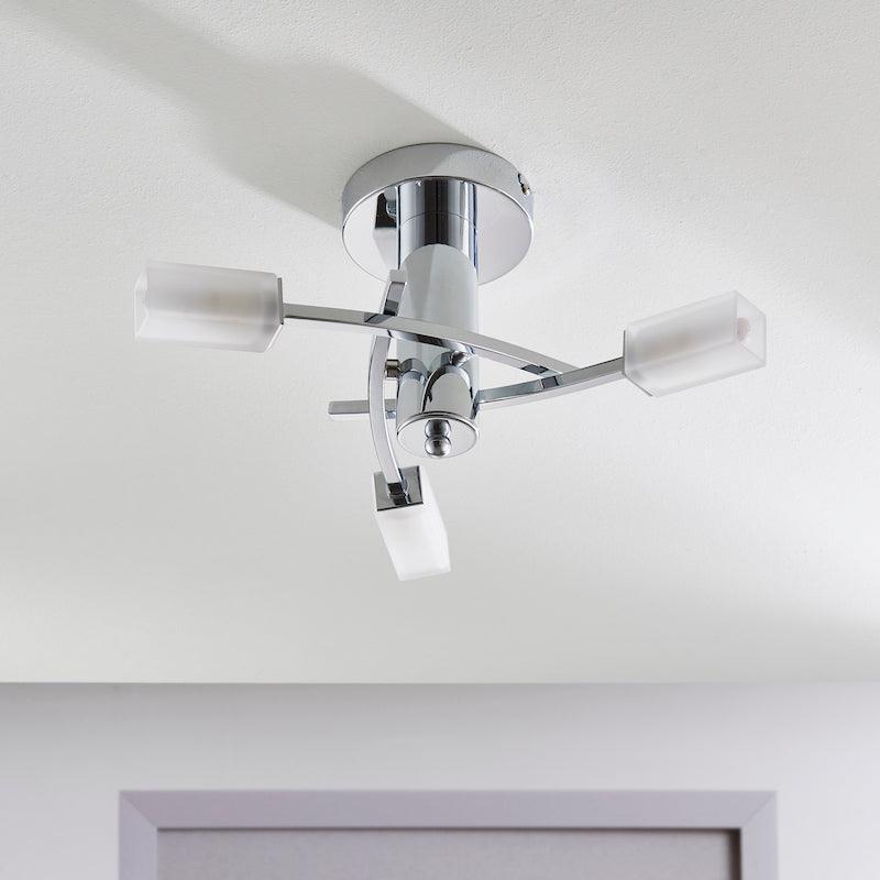Havana 3lt Chrome Semi Flush Ceiling Light by Endon Lighting Living Room Image 5