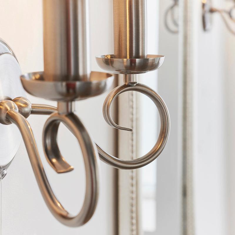 Traditional Wall Lights - Trafford Antique Silver Finish Twin Arm Wall Light 180-5AS detail