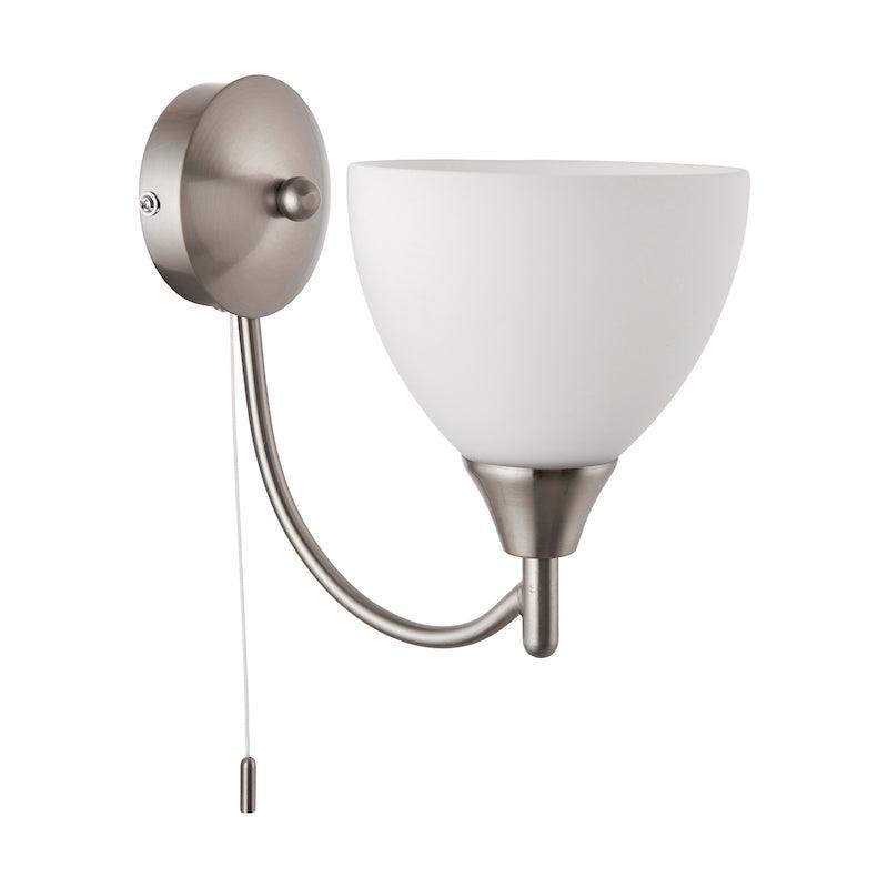 Art Deco Wall Light - Alton Single Arm Satin Nickel Finish Wall Light 1805-1SC turned off