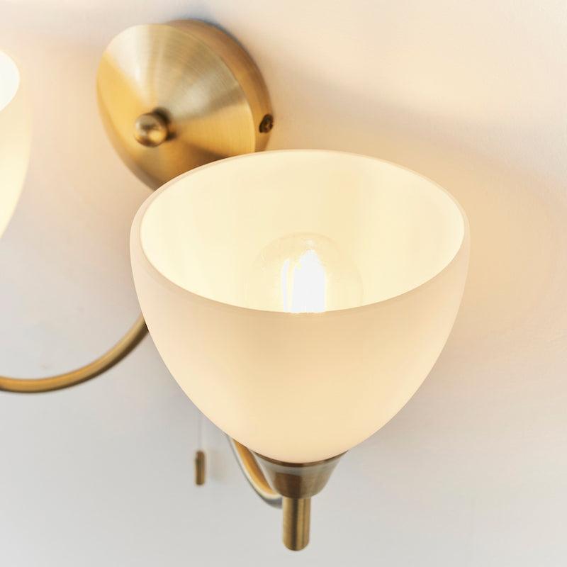 Art Deco Wall Light - Alton Twin Arm Antique Brass Finish Wall Light 1805-2AN right lamp