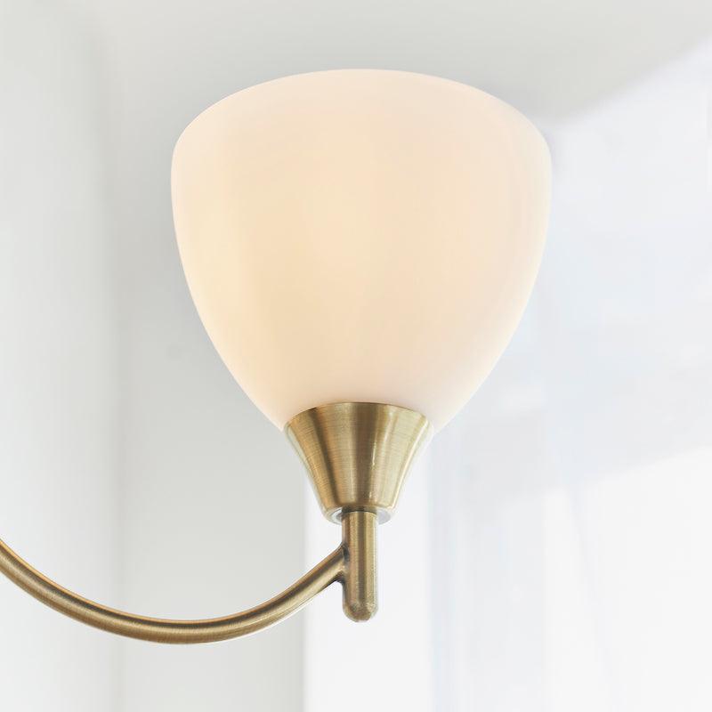 Art Deco Ceiling Light - Alton 3 Arm Antique Brass Finish Pendant Ceiling Light 1805-3AN very close single lamp