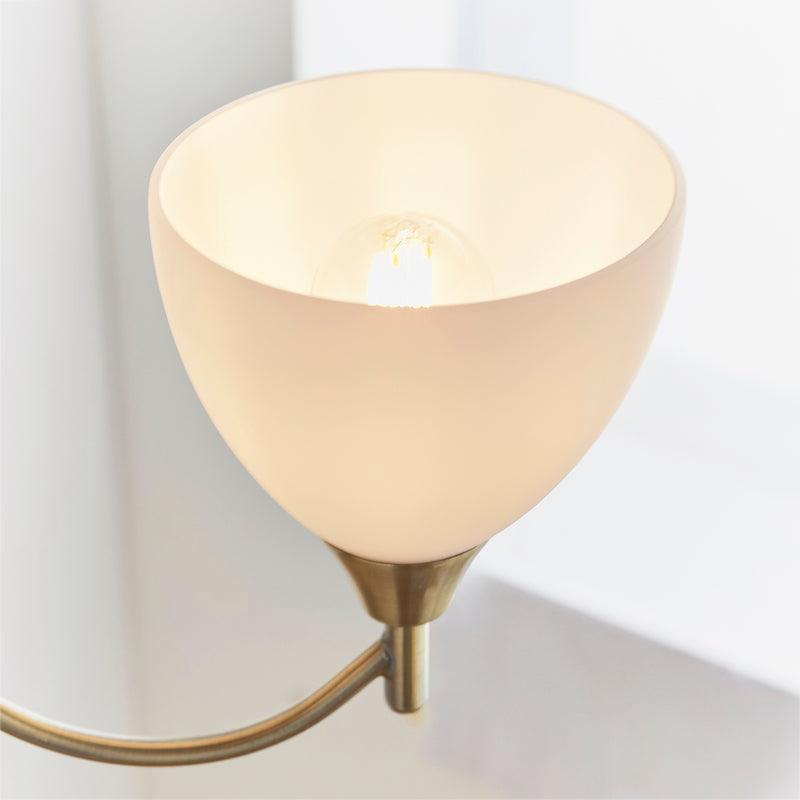 Art Deco Ceiling Light - Alton 3 Arm Antique Brass Finish Pendant Ceiling Light 1805-3AN single lamp close up