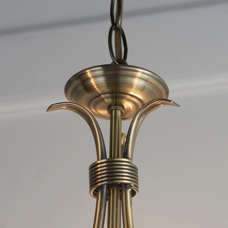 Traditional Ceiling Pendant Lights - Bernice Antique Brass Finish 3 Light Chandelier 2030-3AN 2030-3AN chain
