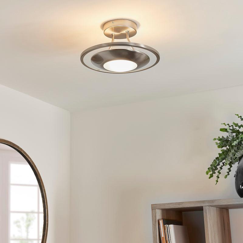 Endon Firenz Chrome & Glass 1 Light Ceiling Semi Flush Living Room Image 3
