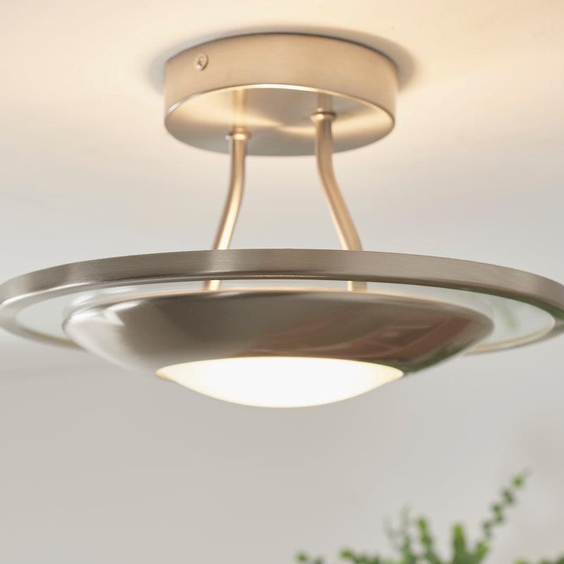 Endon Firenz Chrome & Glass 1 Light Ceiling Semi Flush Living Room Image 5