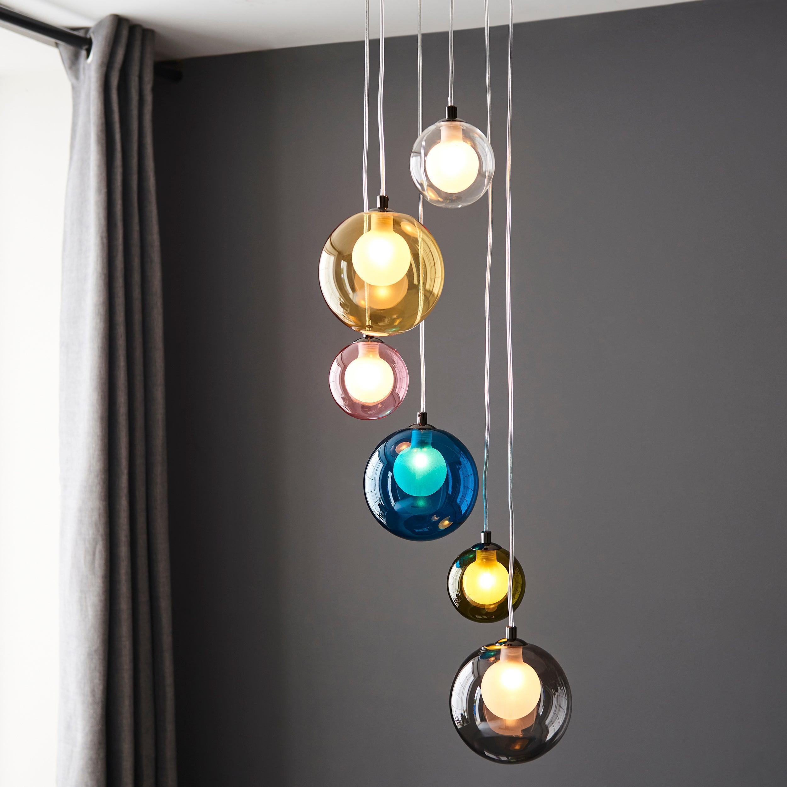 Rainbow 6 Light Multi-Coloured Glass Pendant Light-Ceiling Pendant Lights-Living Lights-4-Tiffany Lighting Direct