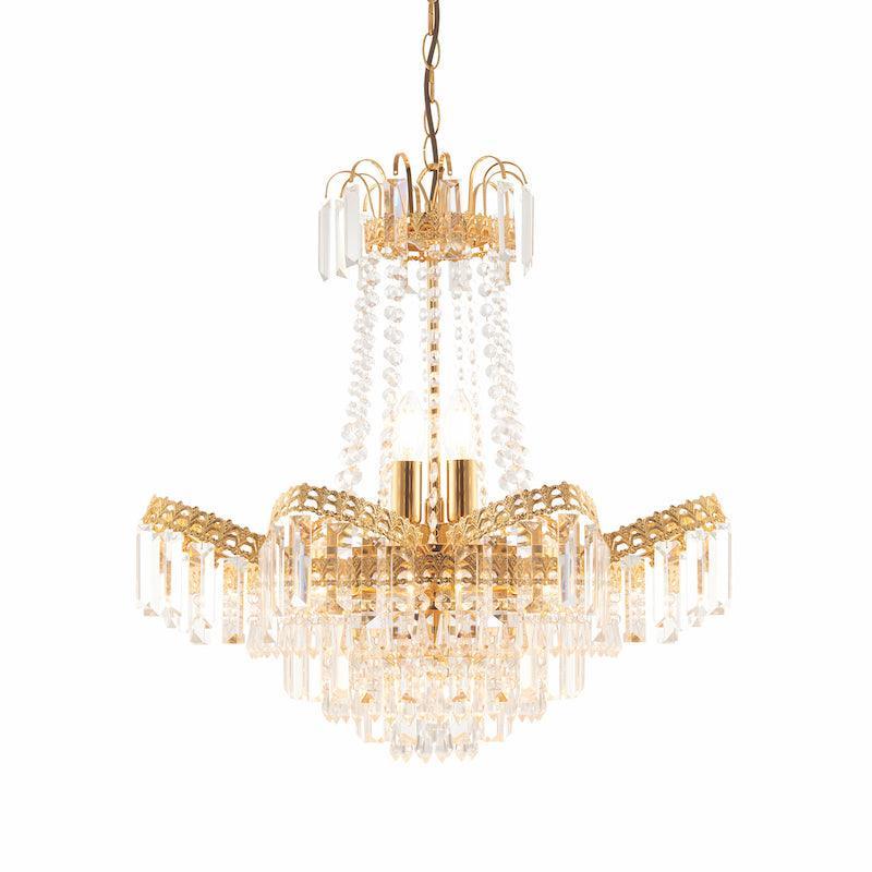 Adagio Clear Faceted Glass & Gold 9 Light Ceiling Pendant-Ceiling Pendant Lights-Endon Lighting hallway lighting photo Tiffany Lighting Direct