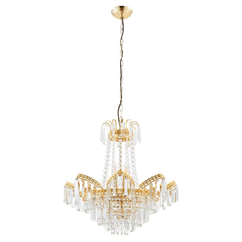 Adagio Clear Faceted Glass & Gold 9 Light Ceiling Pendant