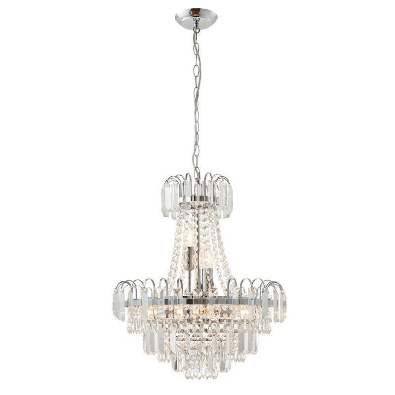 Amadis Clear Faceted Glass & Chrome Pendant Ceiling Light-Ceiling Pendant Lights-Endon Lighting living room 2nd close upTiffany Lighting Direct