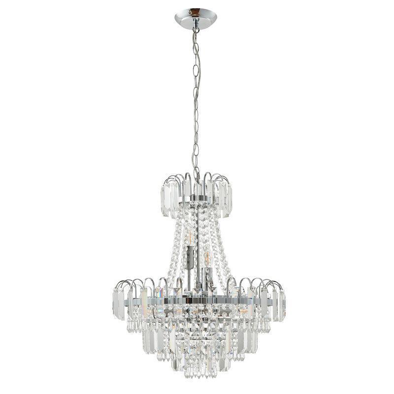Amadis Clear Faceted Glass & Chrome Pendant Ceiling Light-Ceiling Pendant Lights-Endon Lighting living room close. up unlit Tiffany Lighting Direct