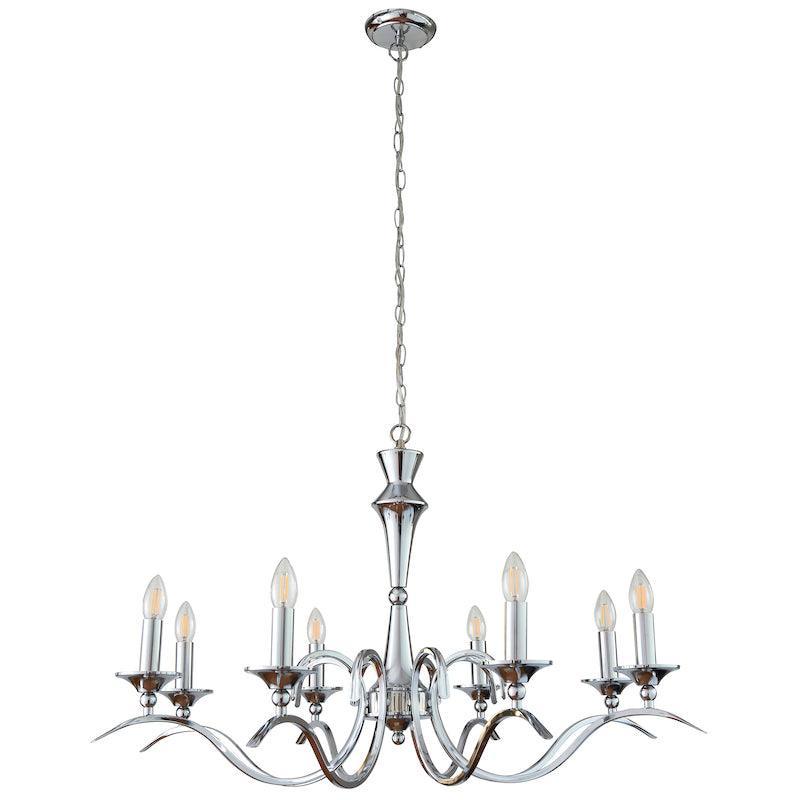Kora Chandelier KORA-8CHwide shot living room , all light