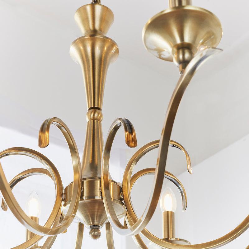 Kora 8 Light Chandelier KORA-8AB wide living room image very close close up