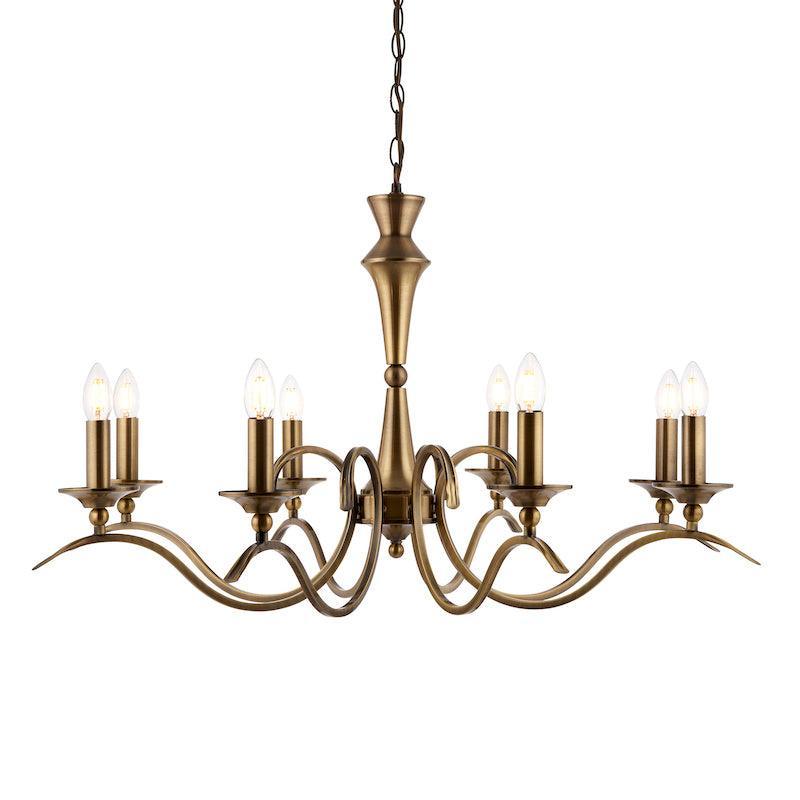 Kora 8 Light Chandelier KORA-8AB wide living room image close up lamp
