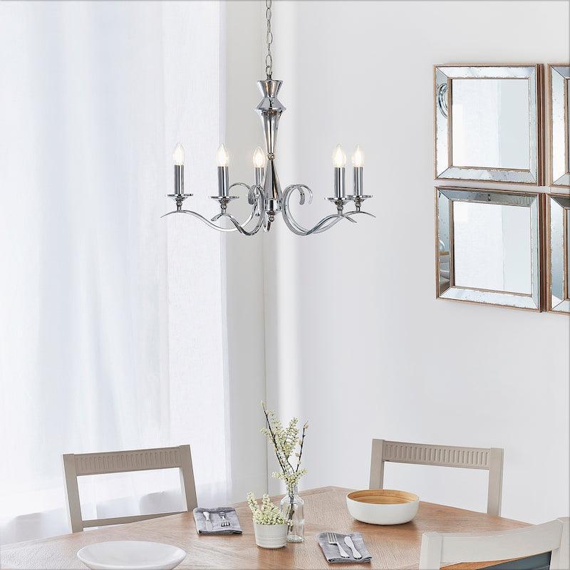 Kora Chrome Finish 5 Light Chandelier KORA-5CH setting