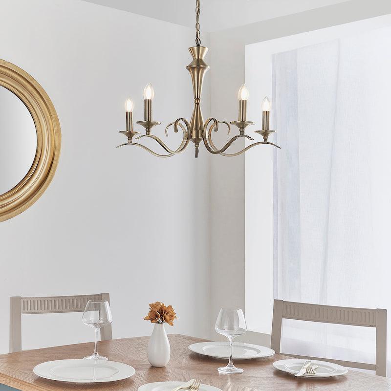 Kora Antique Brass Chandelier KORA-5AB far away