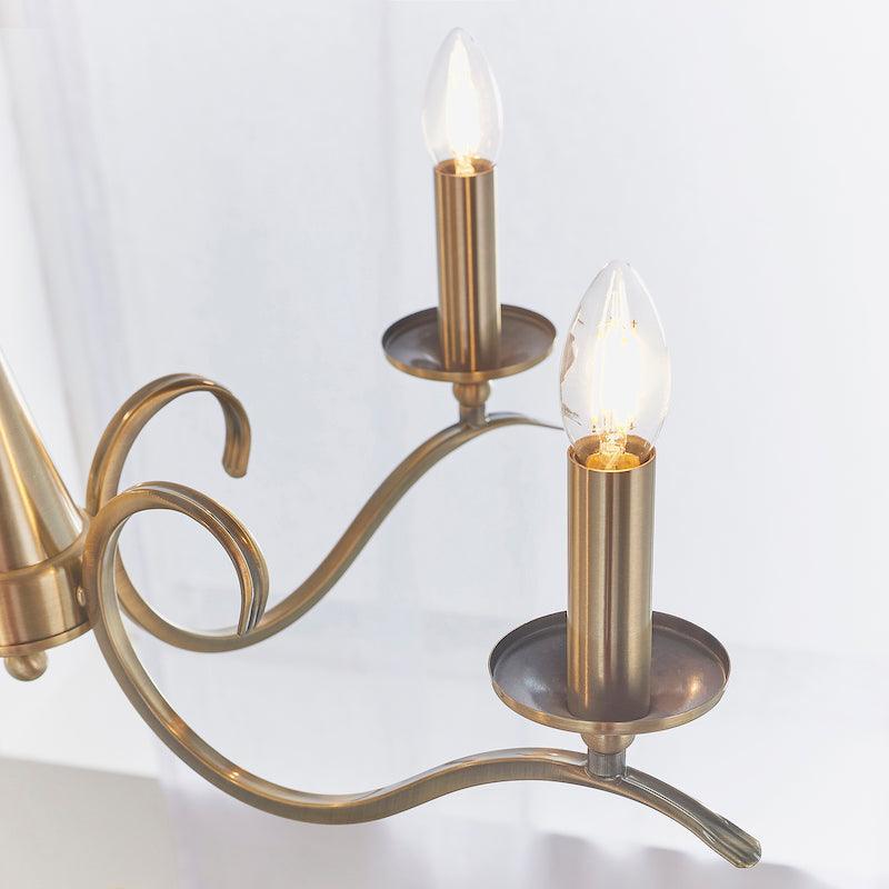 Kora Antique Brass Chandelier KORA-5AB close u p bulb