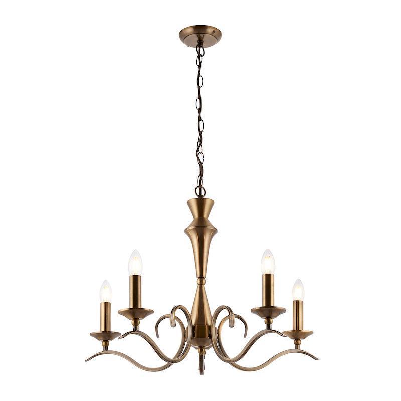 Kora Antique Brass Chandelier KORA-5AB wide shot