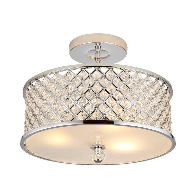 Traditional Flush And Semi Flush Ceiling Lights - Hudson Chrome Plate & Clear Crystal Glass 3LT Semi Flush HUDSON-3CH on