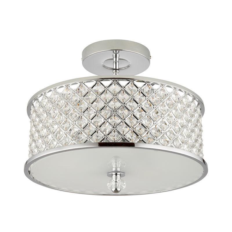 Traditional Flush And Semi Flush Ceiling Lights - Hudson Chrome Plate & Clear Crystal Glass 3LT Semi Flush HUDSON-3CH off