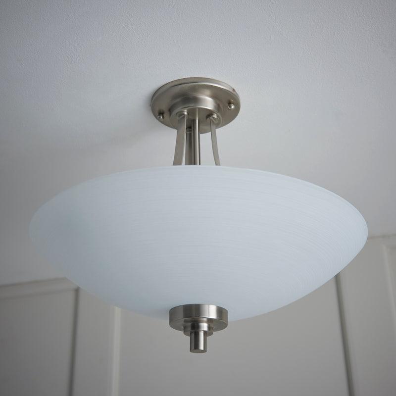 Art Deco Flush & Semi Flush - Welles 3 Arm Satin Nickel Finish Semi Flush Ceiling Light WELLES-3SC off