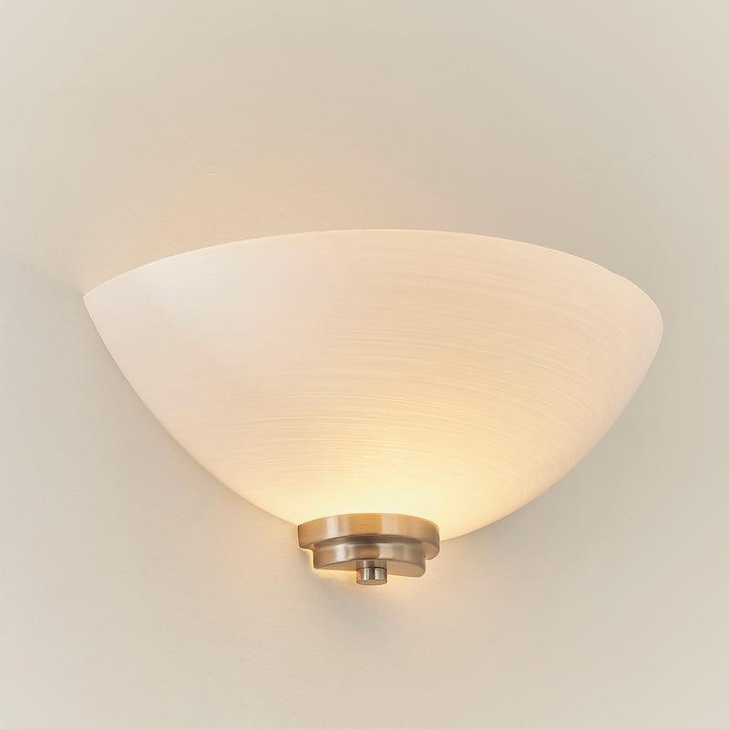 Art Deco Wall Light - Welles Satin Nickel Finish Uplighter Wall Light WELLES-1WBSC on