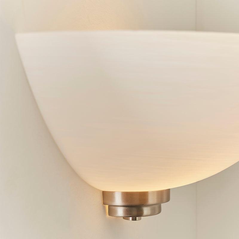 Art Deco Wall Light - Welles Satin Nickel Finish Uplighter Wall Light WELLES-1WBSC side