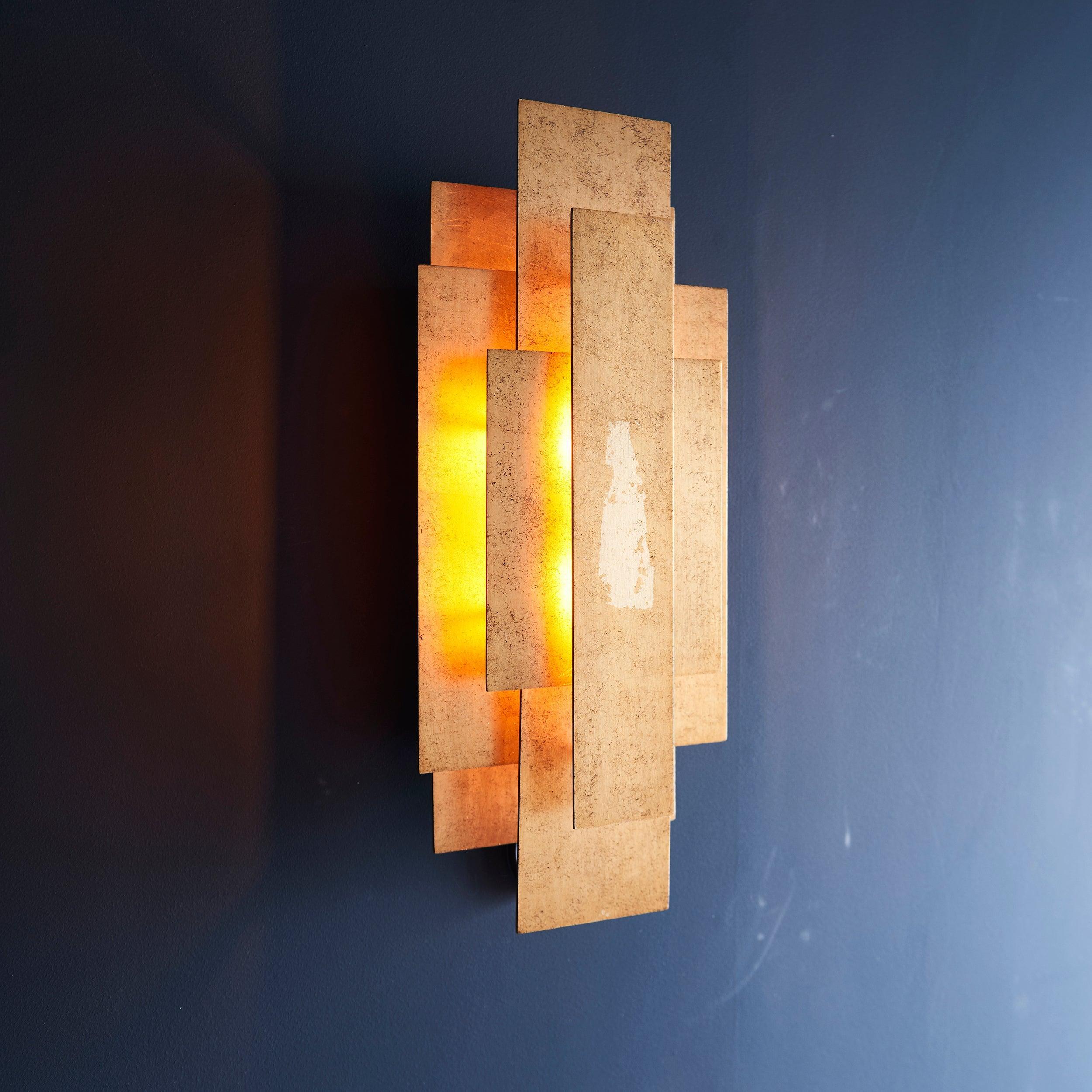 antwerp rectangular gold art deco wall light