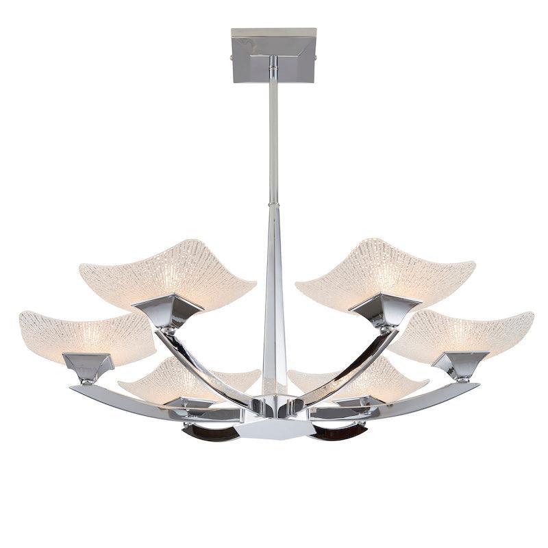 Art Deco Ceiling Light - Ayres 6 Arm Chrome Finish Semi Flush Ceiling Light AYRES-6CH distance living room
