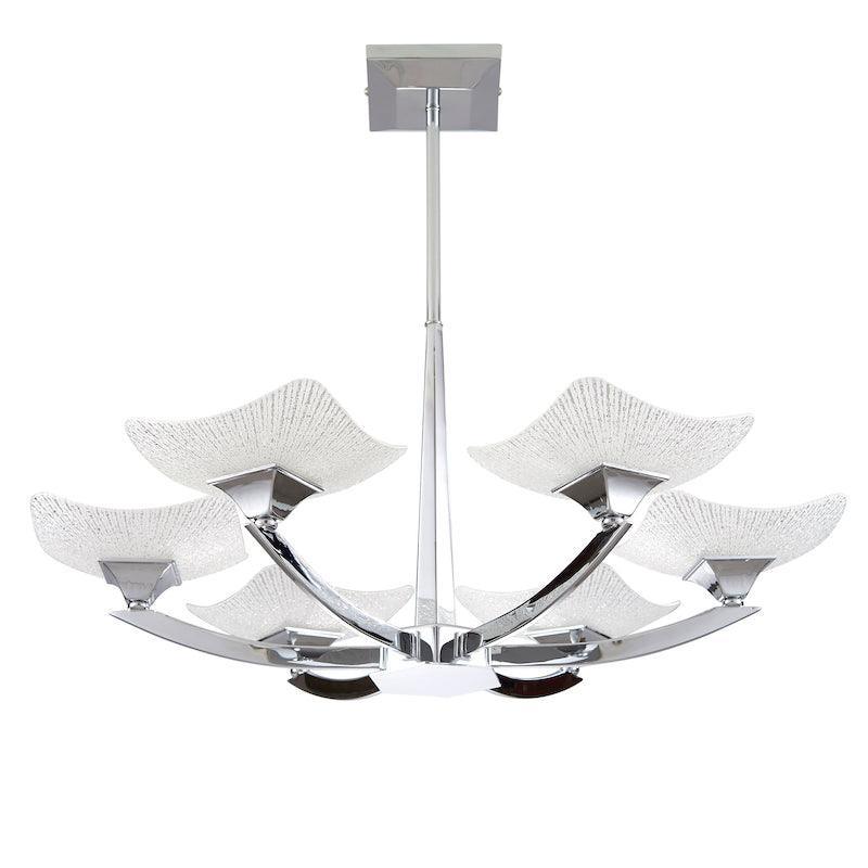 Art Deco Ceiling Light - Ayres 6 Arm Chrome Finish Semi Flush Ceiling Light AYRES-6CH unlit