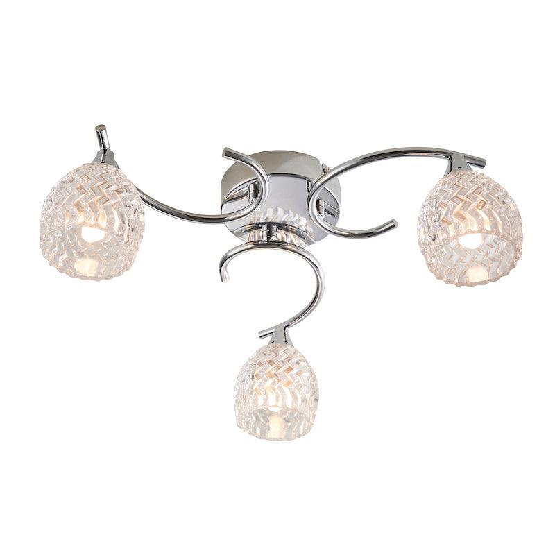 Traditional Flush & Semi Flush Ceiling Lights - Boyer 3 Arm Chrome Finish Flush Ceiling Light BOYER-3CH on