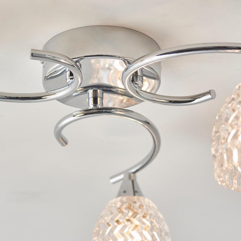 Traditional Flush & Semi Flush Ceiling Lights - Boyer 3 Arm Chrome Finish Flush Ceiling Light BOYER-3CH fitting