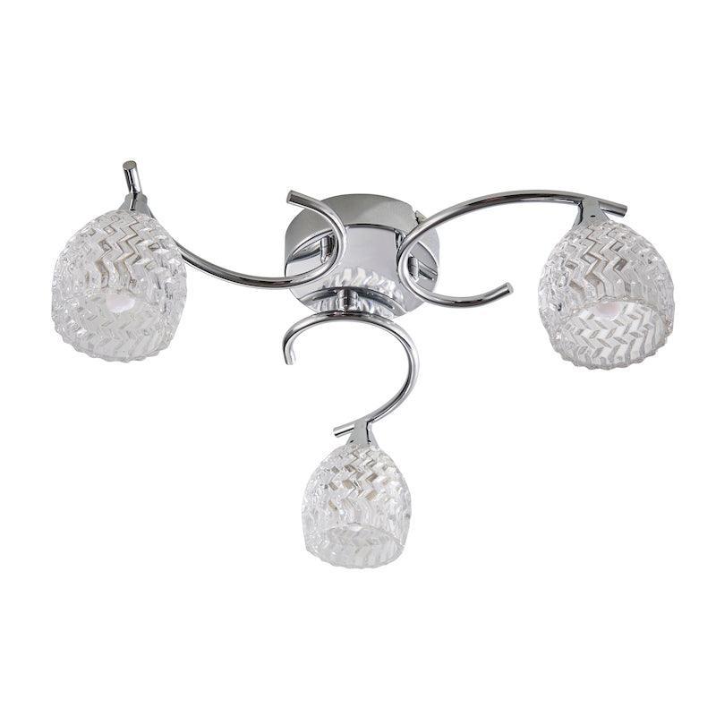 Traditional Flush & Semi Flush Ceiling Lights - Boyer 3 Arm Chrome Finish Flush Ceiling Light BOYER-3CH off