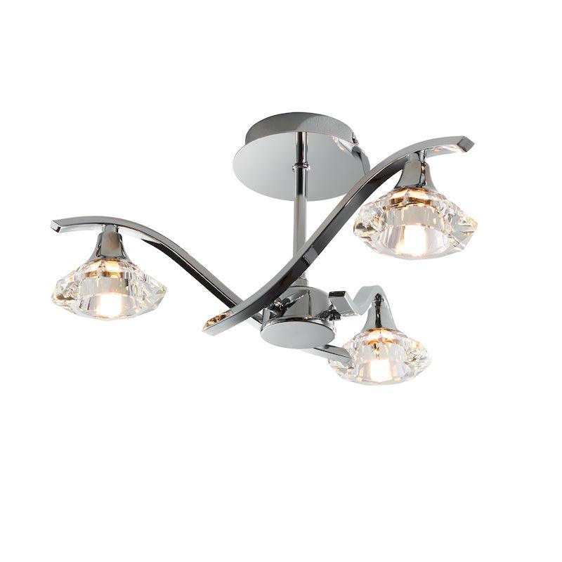 Traditional Flush & Semi Flush Ceiling Lights - Langella 3 Arm Chrome Finish Semi Flush Ceiling Light LANGELLA-3CH on