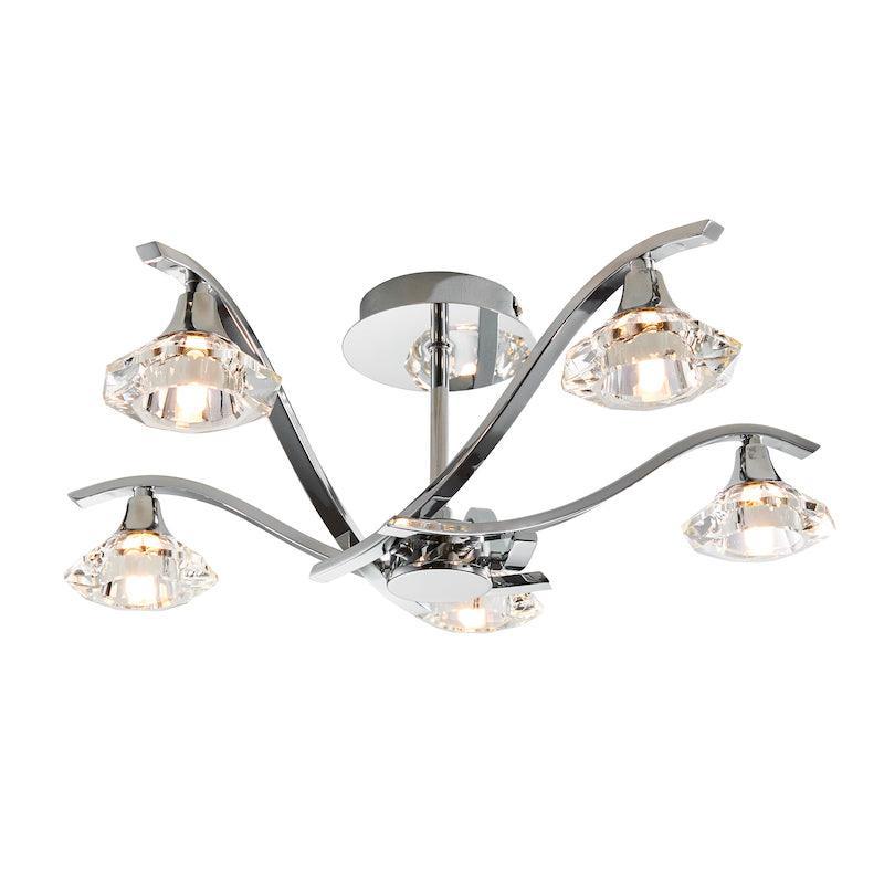 Endon Langella 5 Arm Chrome Semi Flush Ceiling Light Living room Image2