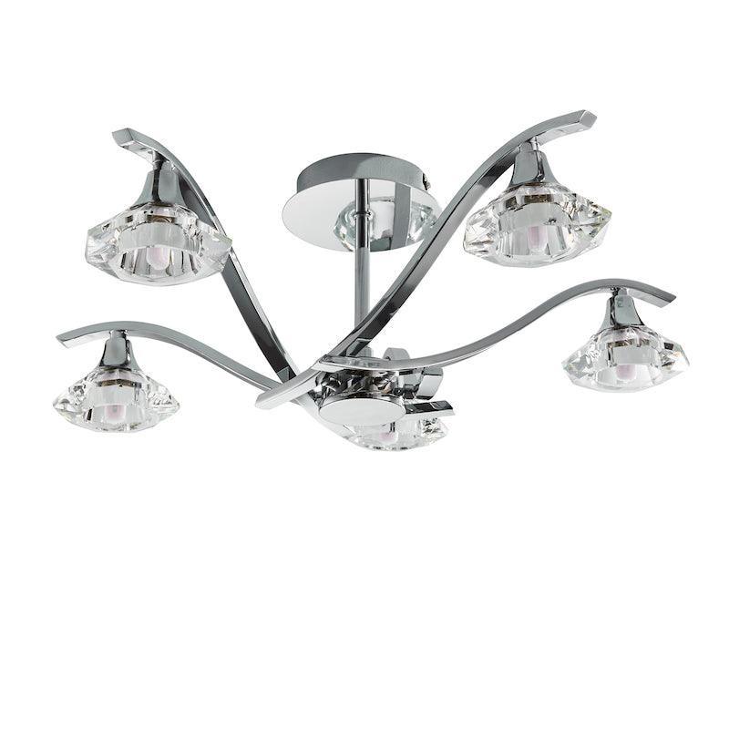 Endon Langella 5 Arm Chrome Semi Flush Ceiling Light Living room Image1